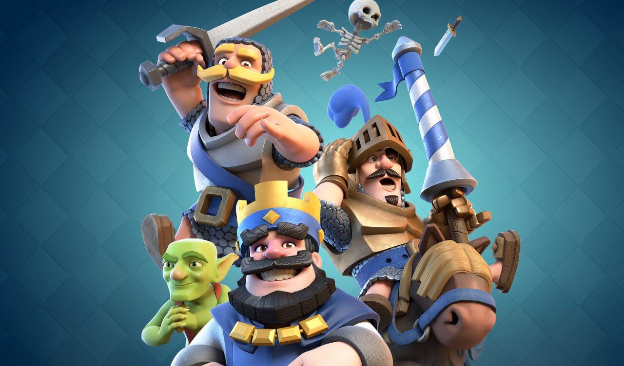 Clash Royale wallpaper in blue with characters