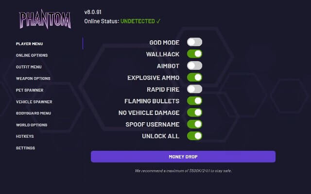 Phantom X mod menu showcase